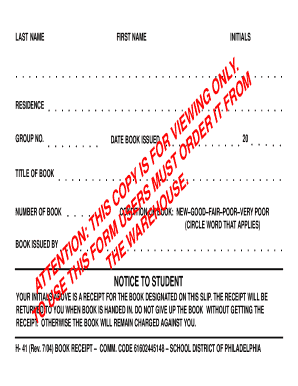 Book Receipt Form
