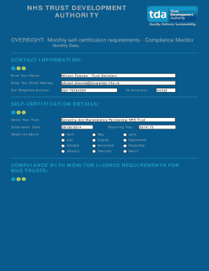 NHS Trust Compliance Self-Certification Form