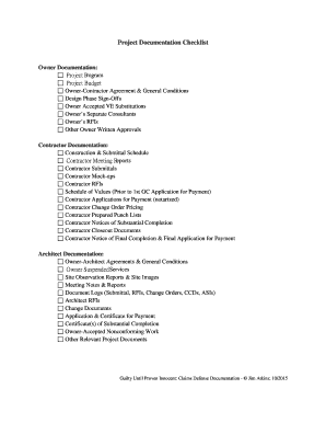Project Documentation Checklist