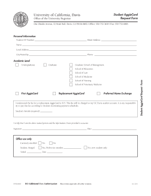 UC Davis Student AggieCard Request Form