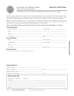 University of California Grade Change Petition