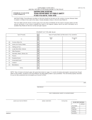 Texas UCR-16 Monthly Return of Offenses