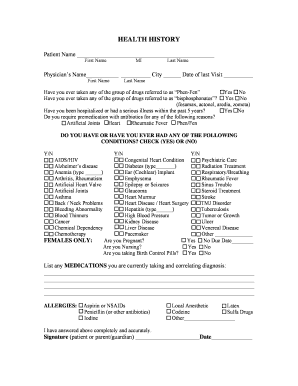 Health History Form