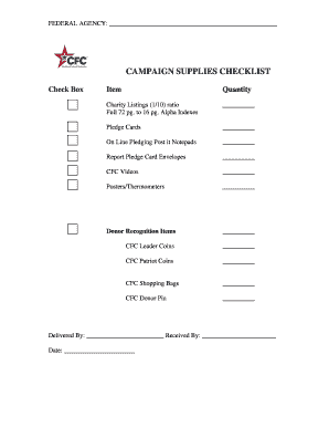Campaign Supplies Checklist
