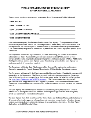 Texas Livescan User Agreement