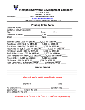 Printing Order Form