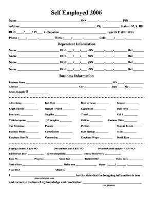 Self Employed Tax Form 2006