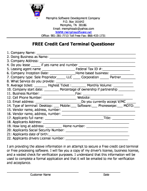 Free Credit Card Terminal Application