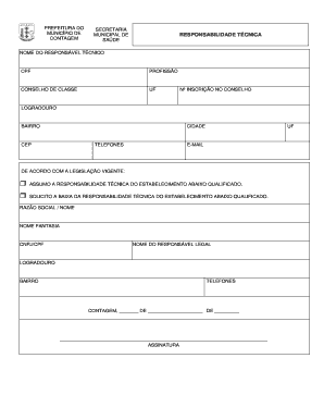 Formulário de Responsabilidade Técnica