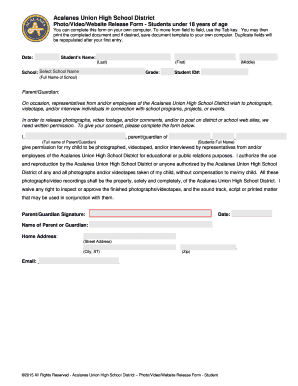Student Photo/Video/Website Release Form