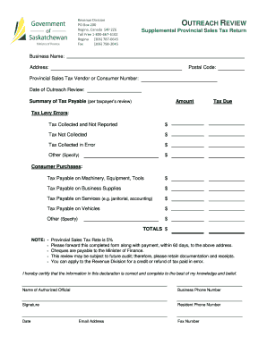 Supplemental Provincial Sales Tax Return