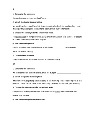 Economic Resources Classification Worksheet