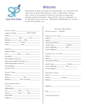 Stony Point Dental Patient Registration Form