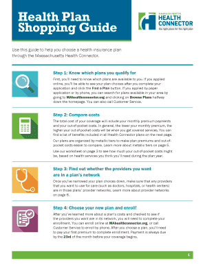 Massachusetts Health Connector Plan Shopping Guide