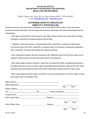 Nevada Authorization to Negotiate Directly with Seller