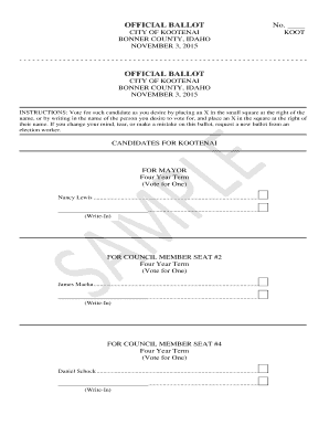 Kootenai City Election Ballot