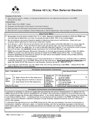 Choice 401(k) Plan Deferral Election