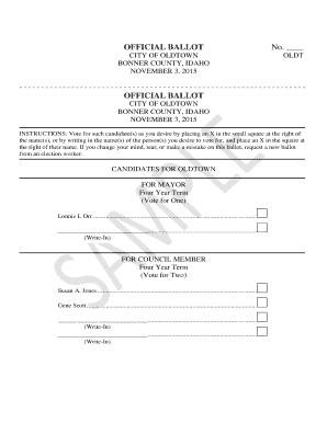 Oldtown City Election Ballot