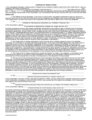 Corporate Resolution for Credit Union Account Authorization