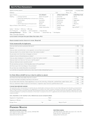 Hard To Place Homeowners Insurance Application
