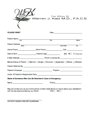 Medical Patient Information Form