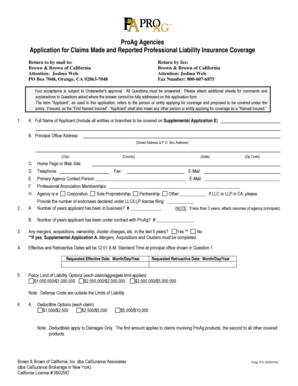 ProAg Professional Liability Insurance Application