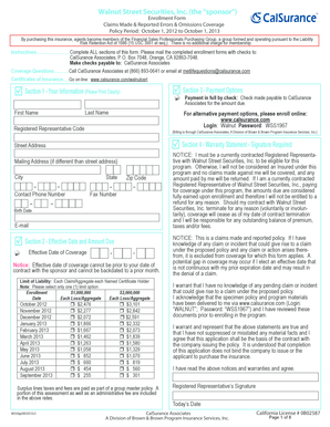 CalSurance Errors and Omissions Enrollment Form