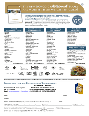 Entertainment Book Order Form