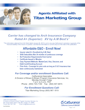 Printable employee survey template - Agents Affiliated with Titan Marketing Group - CalSurance