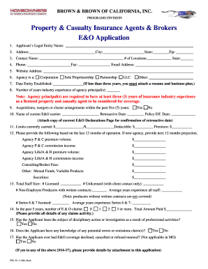California E&O Application for Insurance Agents
