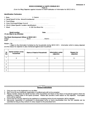 SECC 2011 Objection Form