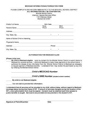 Medicaid Authorization Form