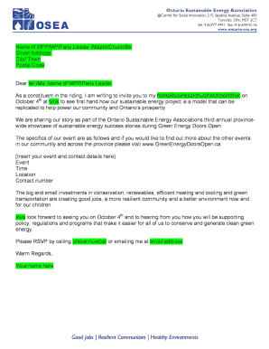 Invitation Letter for Green Energy Doors Open Event