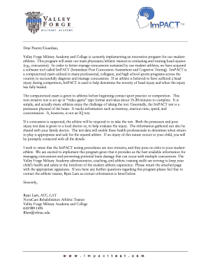 ImPACT Concussion Management Program Consent Form