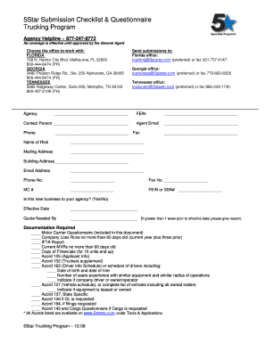 5Star Trucking Program Submission Checklist