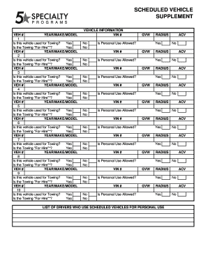 Scheduled Vehicle Supplement Form