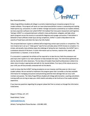 ImPACT Concussion Management Program Consent Form