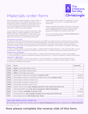 Christingle Materials Order Form