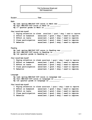 Student Fall Conference and Self-Assessment Form