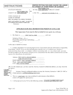 Verified Petition for Name Change for a Minor