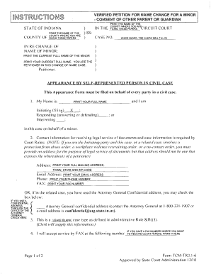 Verified Petition for Name Change for a Minor