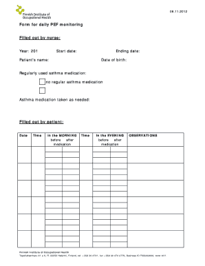 Asthma Monitoring Form