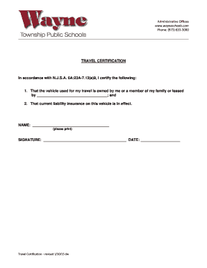 Travel Certification Form