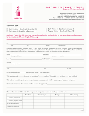 Secondary School Counselor Recommendation Form