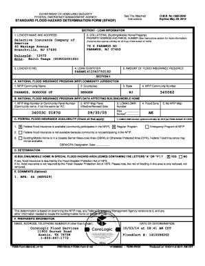Standard Flood Hazard Determination Form