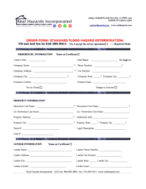 Standard Flood Hazard Determination Order Form