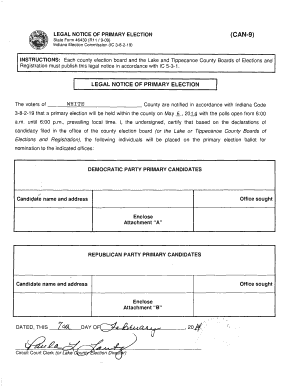 Legal Notice of Primary Election