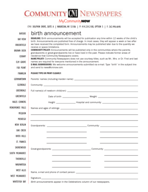 Birth Announcement Form