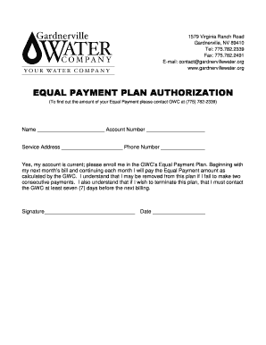 Equal Payment Plan Authorization
