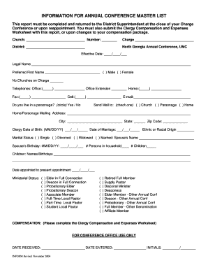 Annual Conference Master List Form